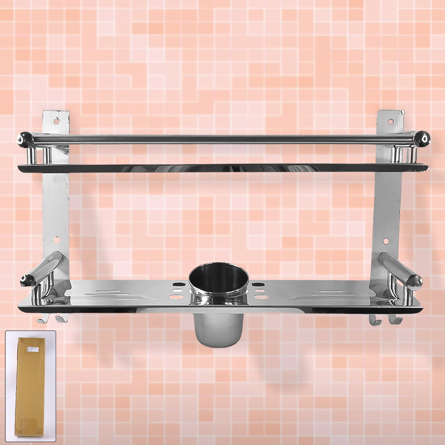 5 in 1 Stainless Steel Multipurpose Bathroom Shelf front view
