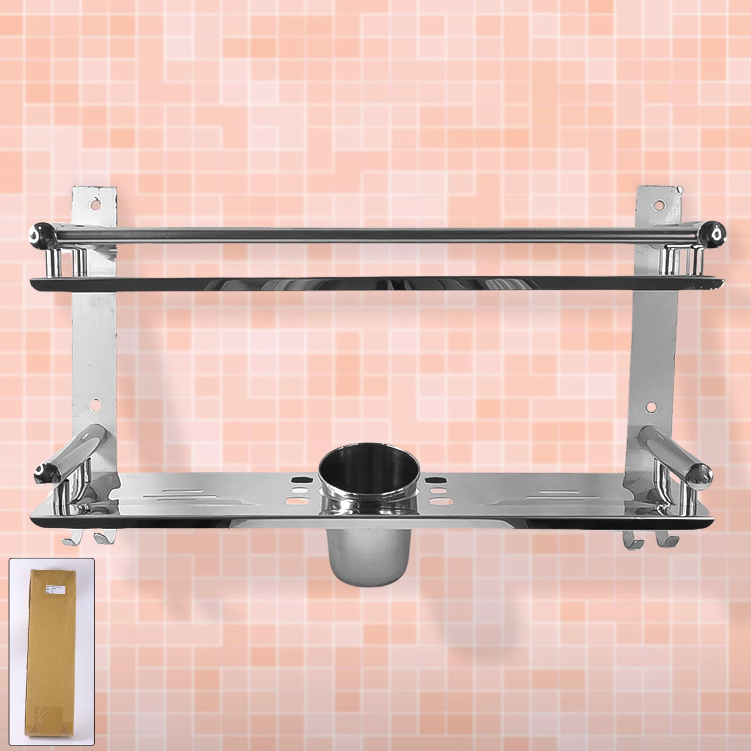 5 in 1 Stainless Steel Multipurpose Bathroom Shelf front view