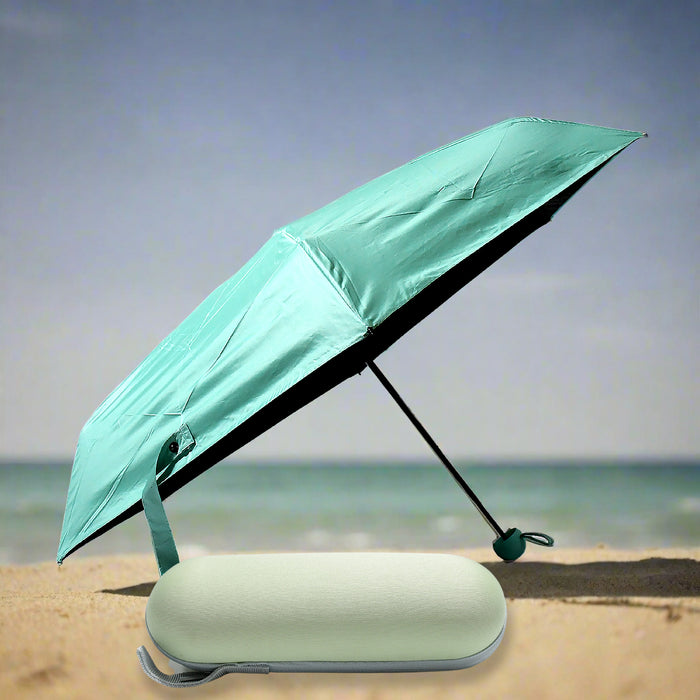 5 Fold Manual Open Umbrella With Capsule Case | Windproof, Sunproof & Rainproof with Sturdy Steel Shaft & Wrist Straps | Easy to Hold & Carry | Umbrella for Women, Men & Kids 