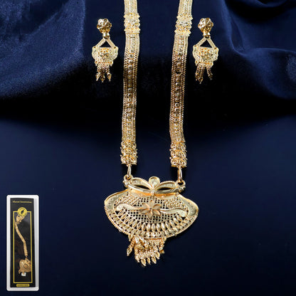 Floral Crest Traditional Necklace Set with Handcrafted Filigree Pendant