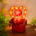 Heart-Shaped Love Couple Decorative Showpiece with Rose Base