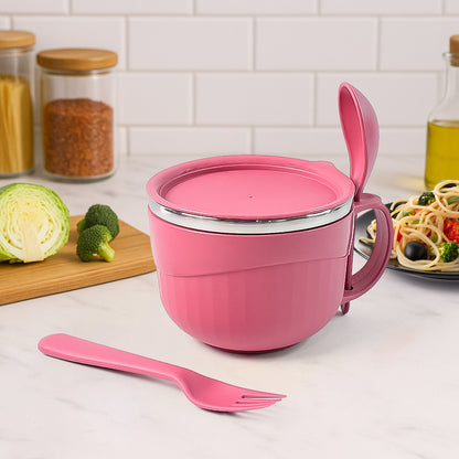 Apex Premium 700 ML Multipurpose Noodle Bowl with Handle, Lid and Fork