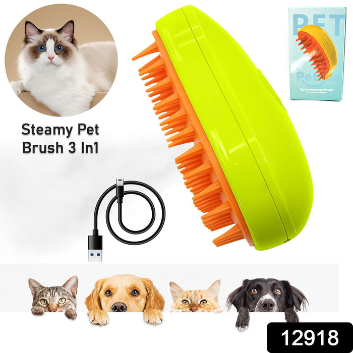3 In1 Cat Steamy Brush, Self Cleaning Steam Cat Brush Cat Steamer Brush for Massage Cat Grooming Brush Pet Hair Removal Comb for Cat and Dog, for Removing Tangled and Loose Hair