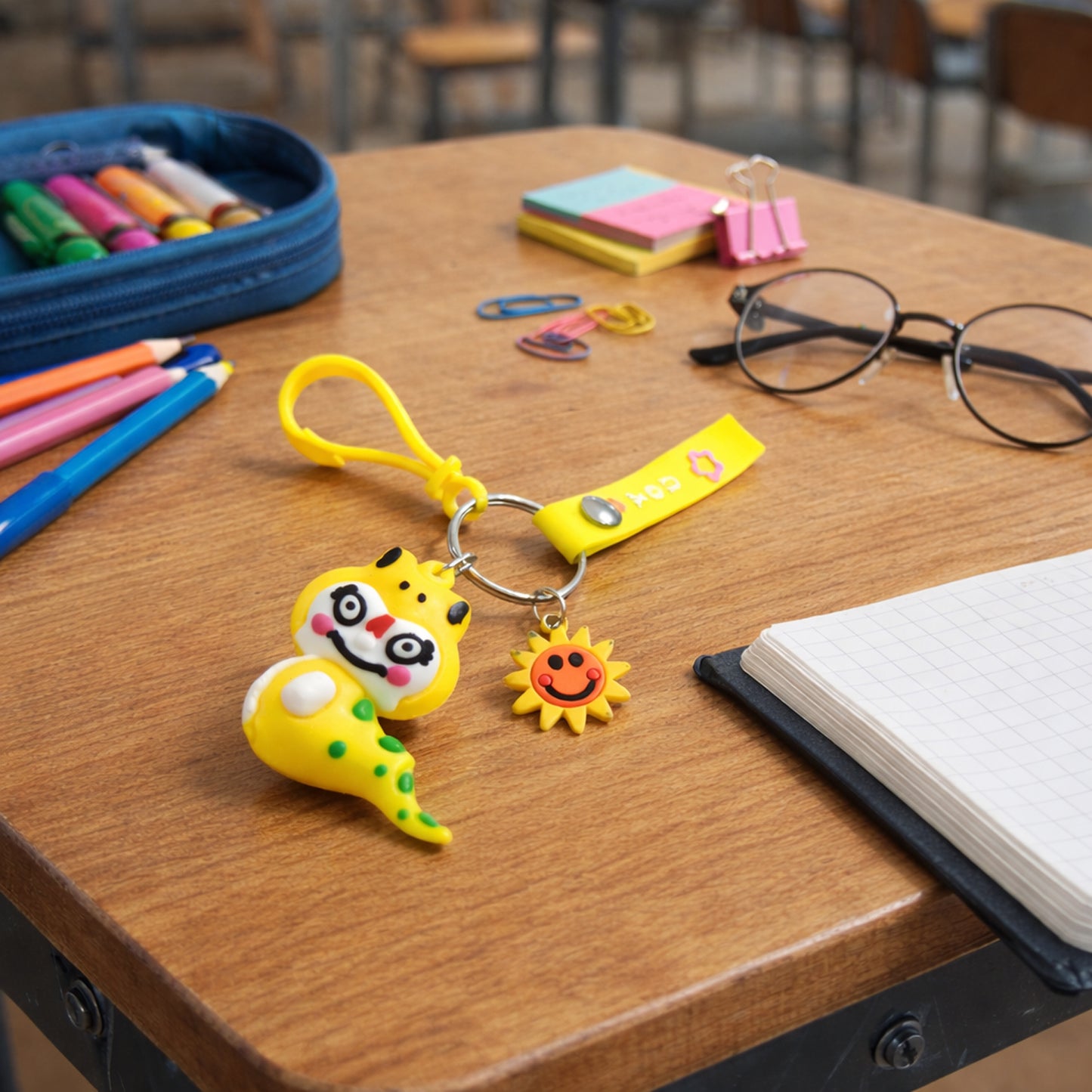 cute cartoon dinosaur keychain with strap charm,