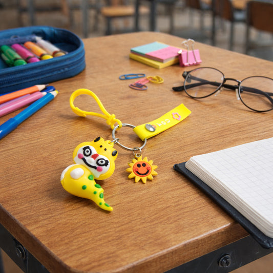 cute cartoon dinosaur keychain with strap charm,