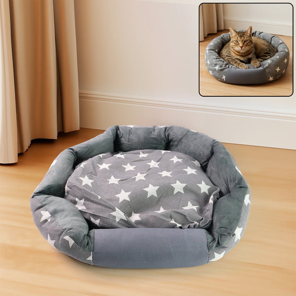 3XL Extra-Large Star Pattern Round Pet Bed for Cats & Small Dogs
