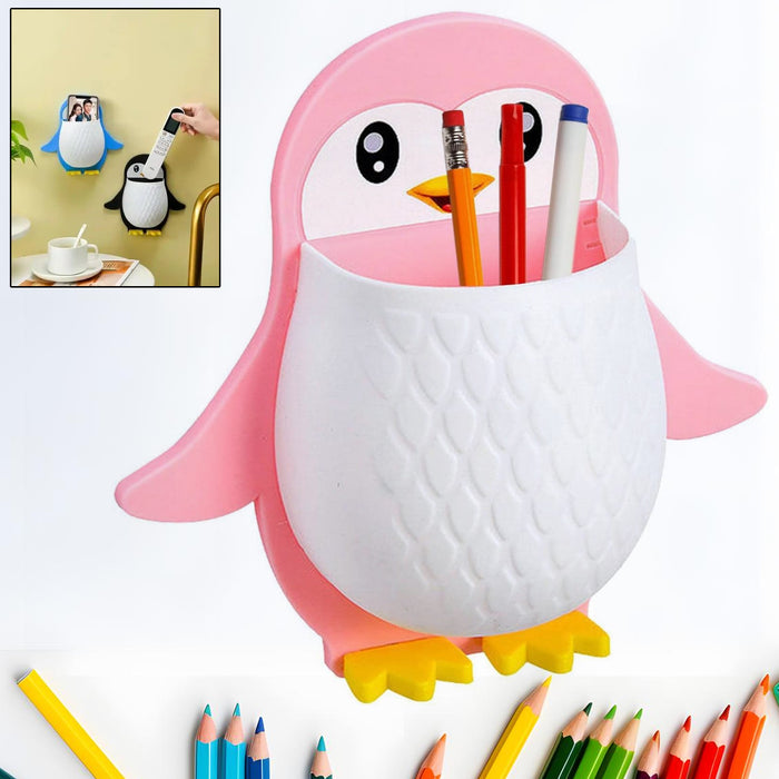 17688 Penguin Storage Box, Adhesive Remote Case, Electric Toothbrushes Holder, Universal Controller Holder, Wall Nightstand, Office Plastic Wall Mount