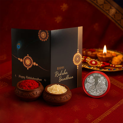 Choco Magic 2 Random Rakhi Gift Combo with Greeting Card, Coin & Roli Chawal