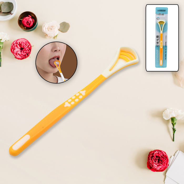 12576 Tongue Scraper and Tongue Brush Great for Oral Care, Help Fights Bad Breath and Freshen The Breath, Tongue Cleaner for Adults and Kids, Easy to Use, Comfortable Safe and Anti-Slip Simple and Stylish Odor Removal (1 Pc)