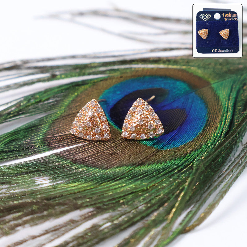 Trendy Gold-Plated Triangle CZ Stud Earrings for Women