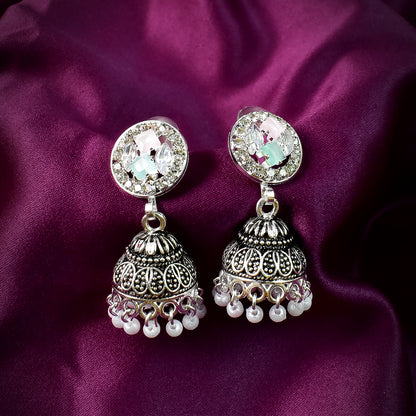 Silver Plated Contemporary Jhumkas Earrings