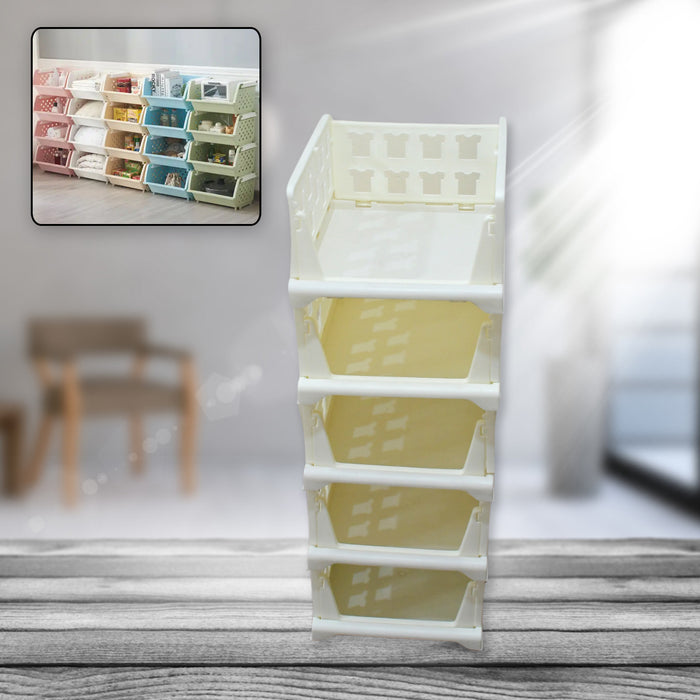 5 Layer Stackable Multifunctional Storage,for Clothes Foldable Drawer Shelf Basket Utility Cart Rack Storage Organizer Cart for Kitchen, Pantry Closet, Bedroom, Bathroom, Laundry (5 Layer 1 Pc)