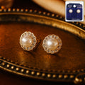 Pearl and CZ Stone Stud Earrings – Classic Round Elegance