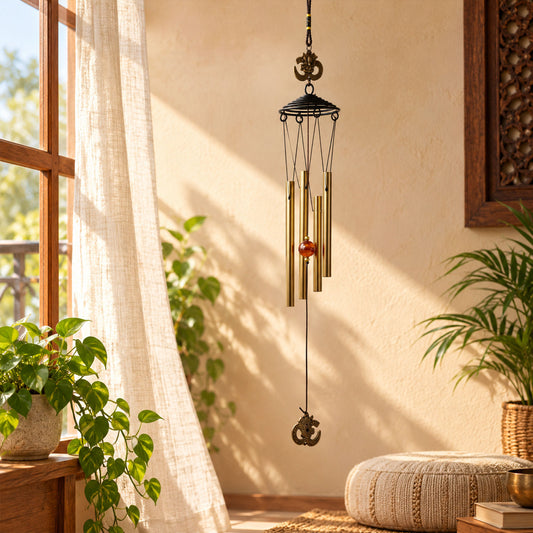 Metal Wind Chime with Om Symbol – Peaceful Spiritual Decor