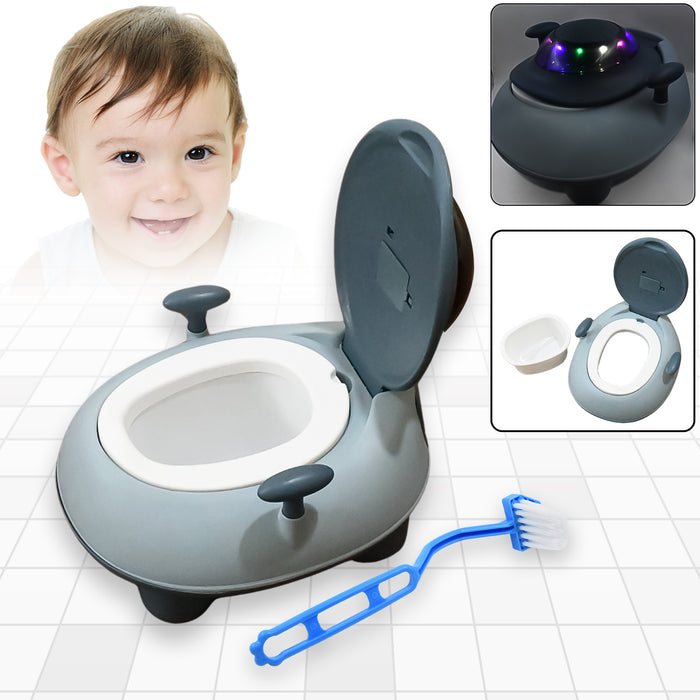 BABY PORTABLE LIGHTING & MUSIC TOILET, BABY POTTY TRAINING SEAT BABY POTTY CHAIR FOR TODDLER BOYS GIRLS POTTY SEAT FOR 1+ YEAR CHILD
