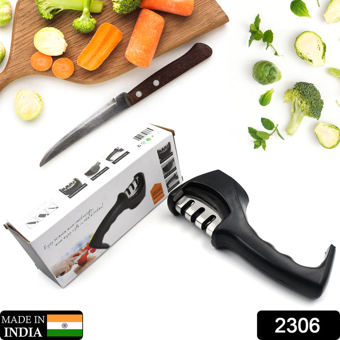 2306 Manual Knife Sharpener 3 Stage Sharpening Tool for Ceramic Knife and Steel Knives