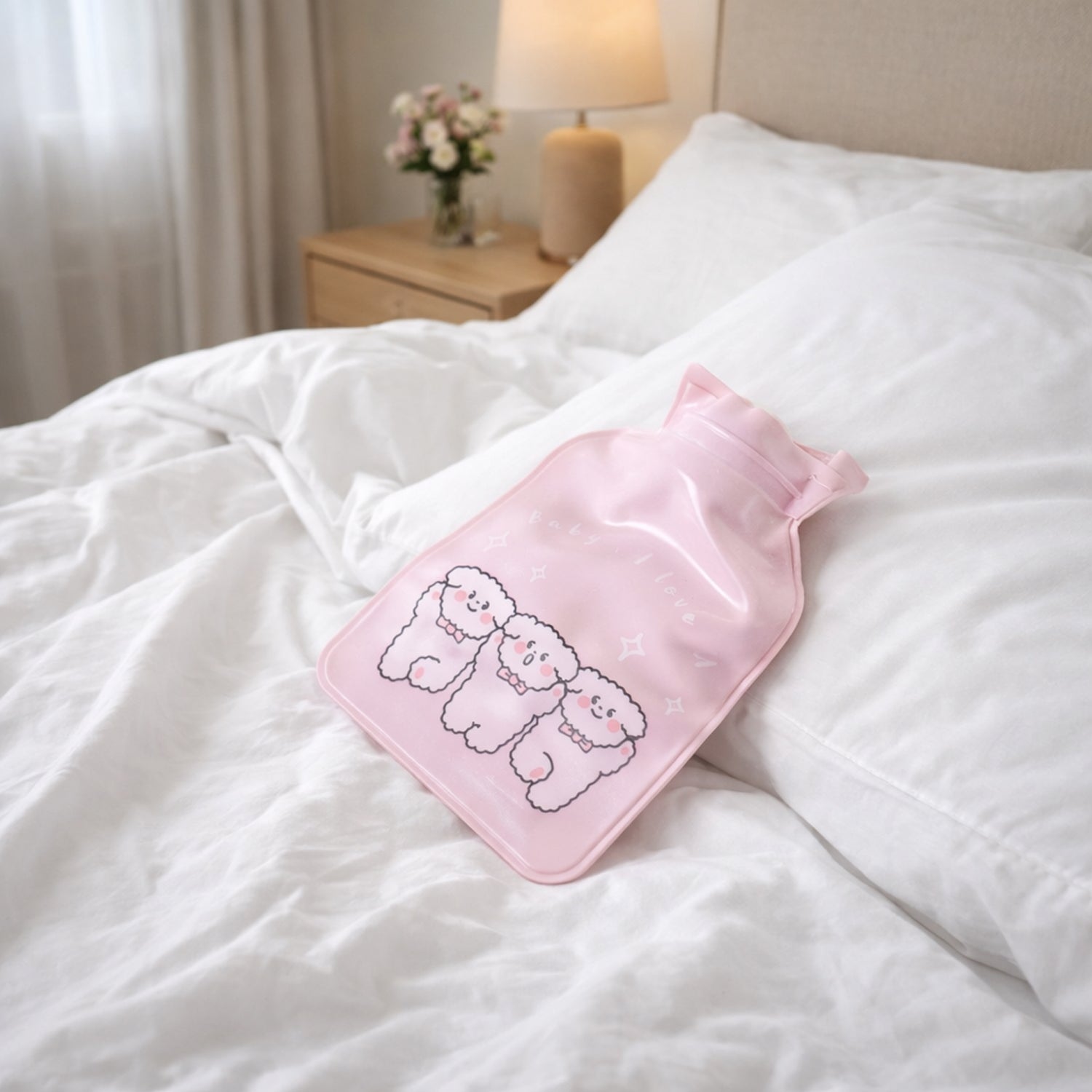 Mini hot and cold water bag lying flat on surface