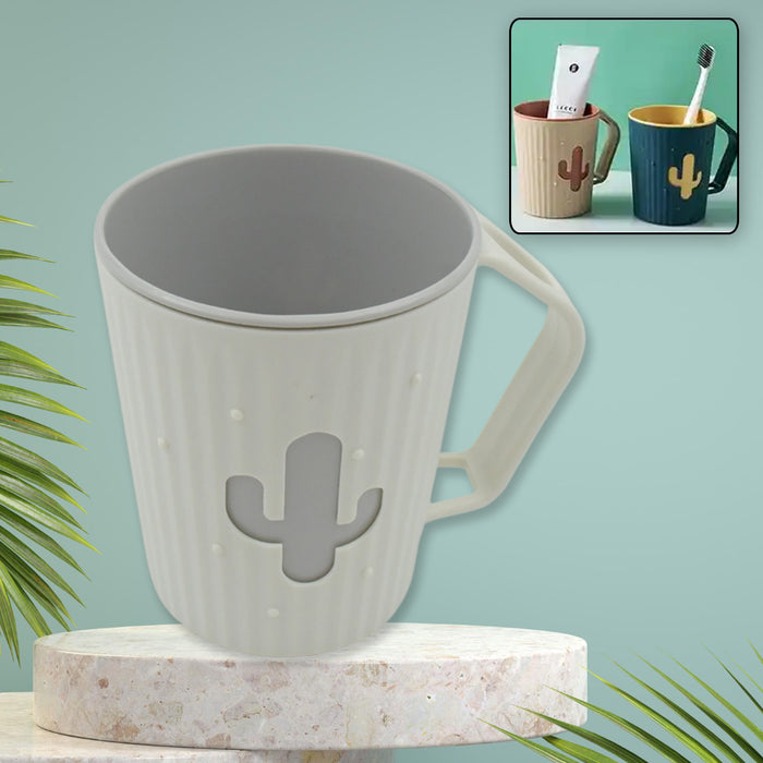 Multi-Purpose Plastic Cactus Cup, Brushing Cup, Cactus Look Toothbrush And Toothpaste Holder Bathroom Cup Cartoon Bathroom Cup With Slot Handle Toothbrush Holder For Bathroom (1 Pc)