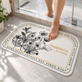 Absorbent Bathroom Mat, Half Round Botanical Quote Print Mat (1 Pc, 50x80 Cm)