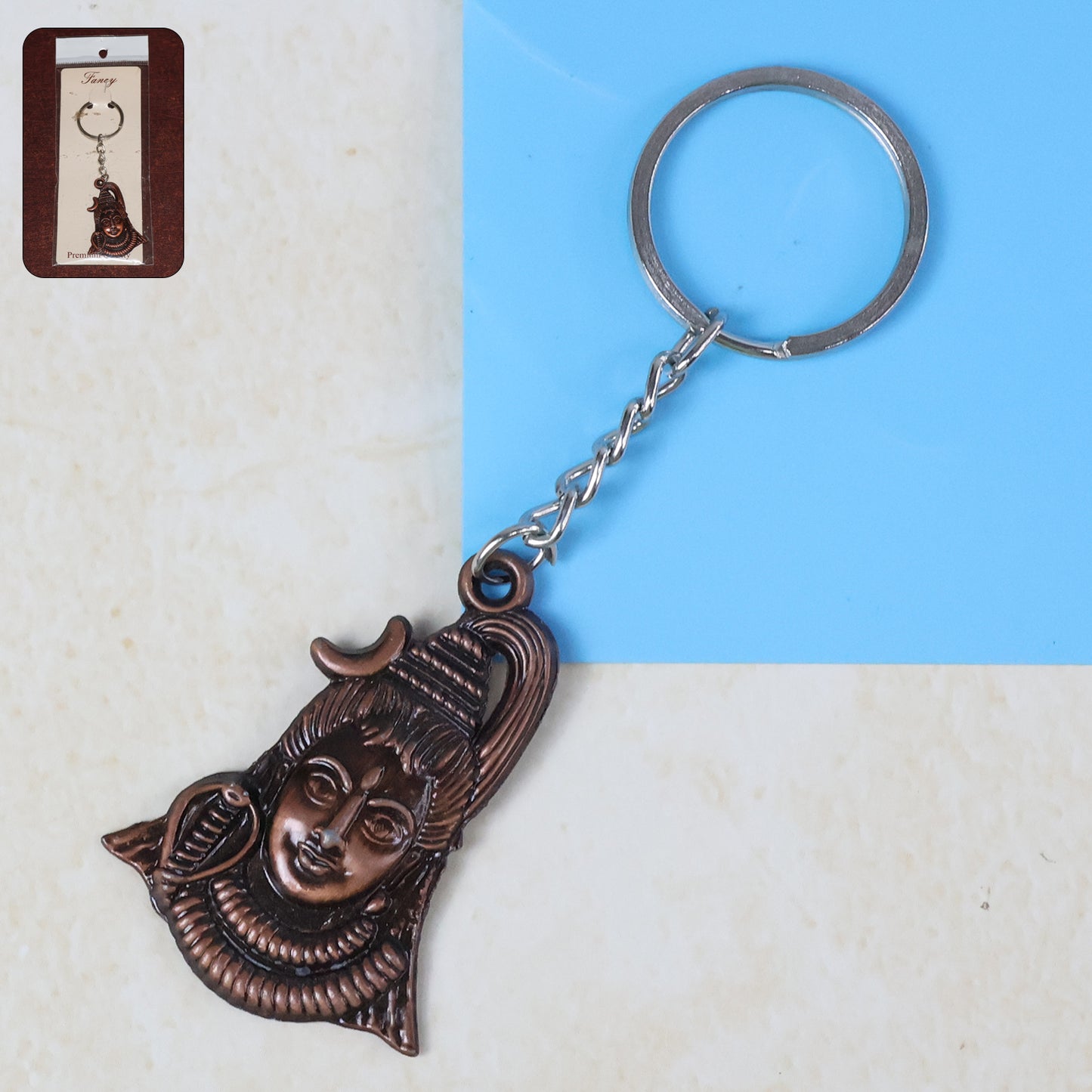 Lord Shiva & Adiyogi Metal Keychain Set (2 Pc Mix Design