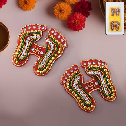 Laxmi Charan Paduka Stickers – Festive Spiritual Home Décor (Pack of 2)