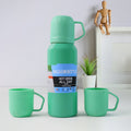 Vacuum Flask Set – Stainless Steel Thermos with 3 Cups, 500ml