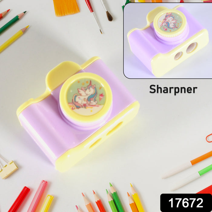 Camera Shape Pencil Sharpener | Simple Student Office Sharpener | Fashionable and Convenient, Lightweight Manual Sharpener for Kids Boys Girls Birthday Return Gifts (1 Pc)
