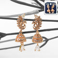 Peacock Design CZ Stone Jhumka Earrings – Elegant & Lightweight