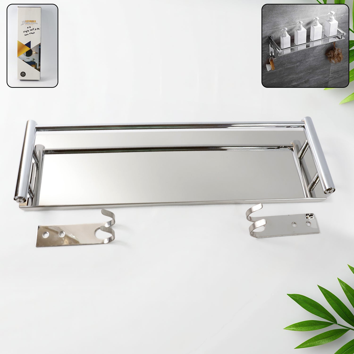 Stainless Steel Wall Mounted Washroom Rack - Single Layer Multipurpose Cabinet