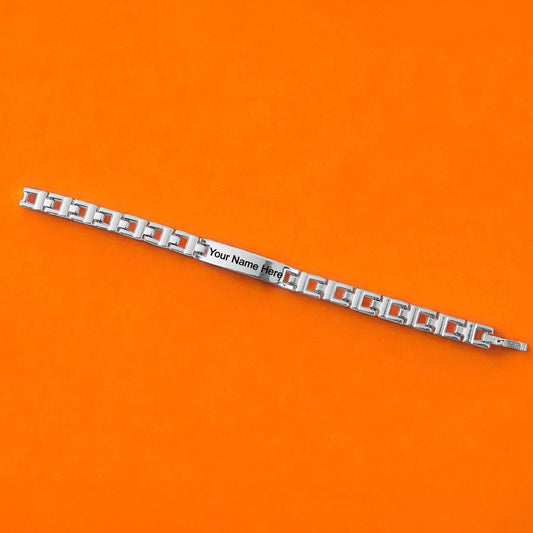 Customized Silver Link Bracelet Rakhi (1 Pc)