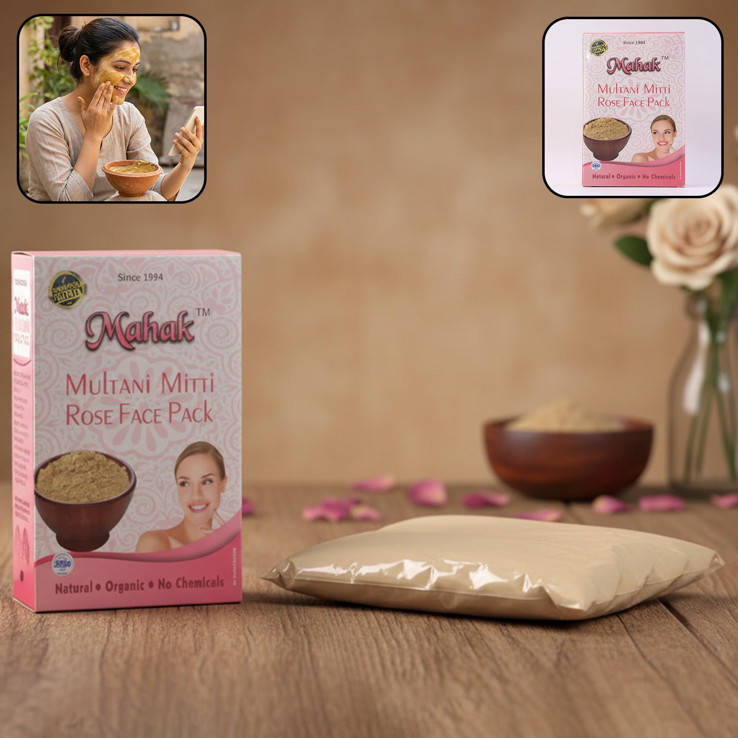 Herbal Multani Mitti & Rose Based Face Pack – 80 gm