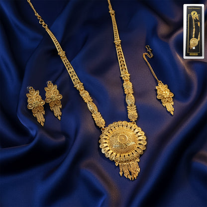 Golden Radiance Round Mandala Necklace Set – Trending Festive & Bridal Jewellery Ensemble