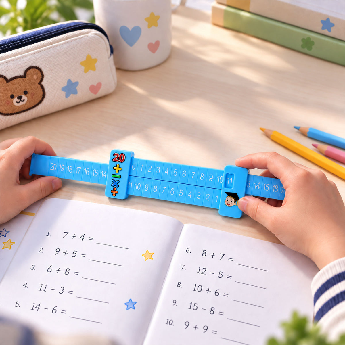 2 in 1 Math Decomposition Sliding Ruler for Addition and Subtraction Fun (1 Pc)