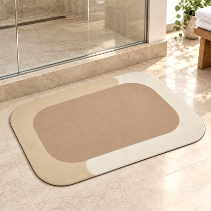 Decorative Bathroom Floor Mat with Soft Top Surface and Border (1 Pc, 59x40 Cm)