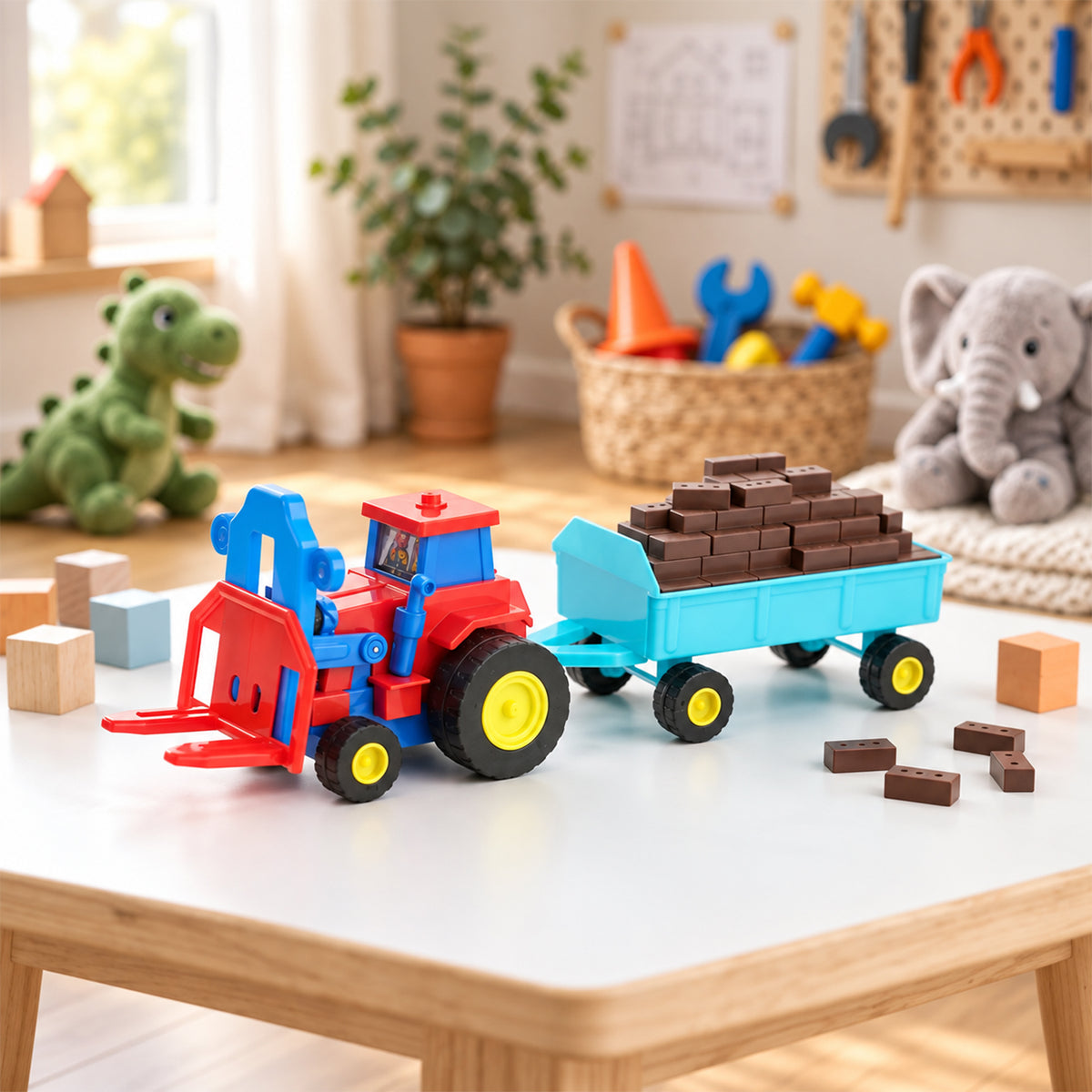 Friction Powered Tractor Toy for Kids 3+ Years | Construction Set with Trolley (Any One)
