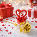 Heart Love Decorative Showpiece – Elegant Golden Rose Gift Set