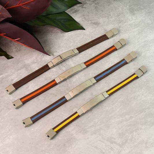 Customized Multicolor Plastic & Stainless Steel Bracelet Rakhi (Mix Color / 1 Pc)