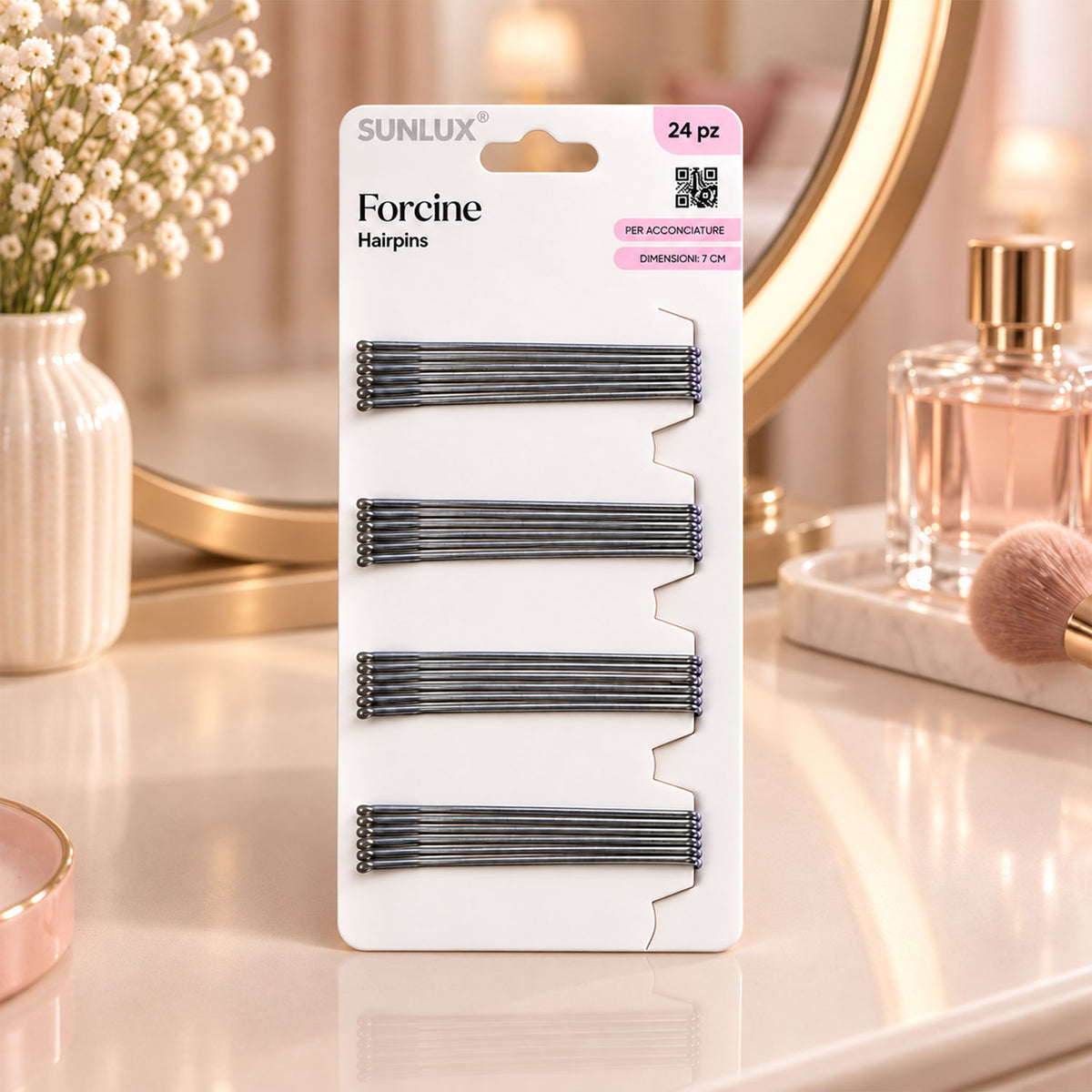 Metal Hair Pins with Rounded Tips for Everyday Bun and Updo Hair Styling (24 Pc)