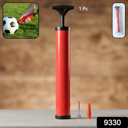 Close-up of plastic ball pump with inflation pin