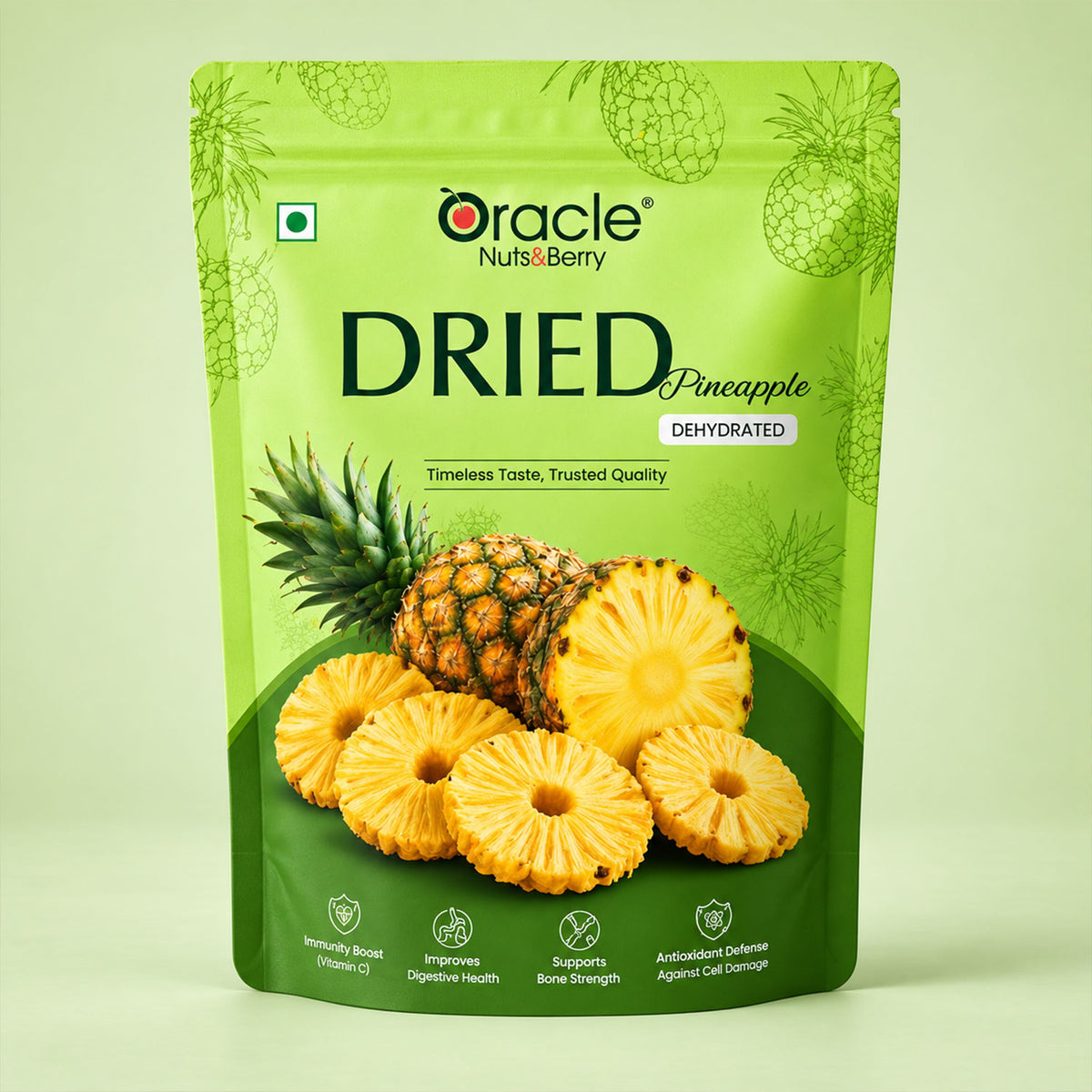 Dried Pineapple Slices Premium Sweet Dehydrated Tropical Fruit Snack Treat (250g)