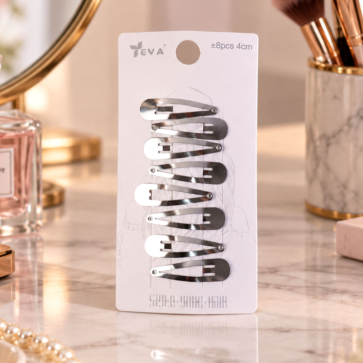 Metal Snap Hair Clips Set 4 Cm for Women and Girls (8 Pc)