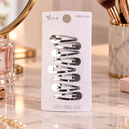 Metal Snap Hair Clips Set 4 Cm for Women and Girls (8 Pc)
