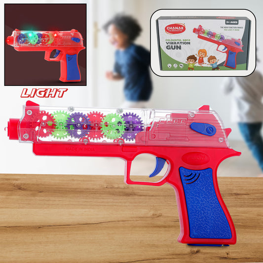 Plastic Gear Simulation Laser Toy Gun – 3D Lights, Music & Rotating Gear (1 Pc, 3+ Years)