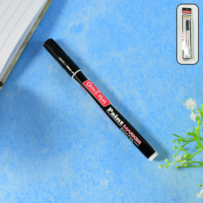 Office Mate Paint Marker – Black Colour Extra Fine Plastic Nib