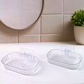 Transparent Wall Mounted Soap Dish Holder – Self Adhesive 2 Pc