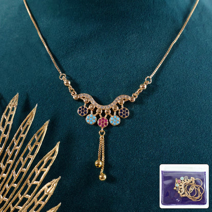 Gold-Plated Multicolor Pendant Necklace for Women
