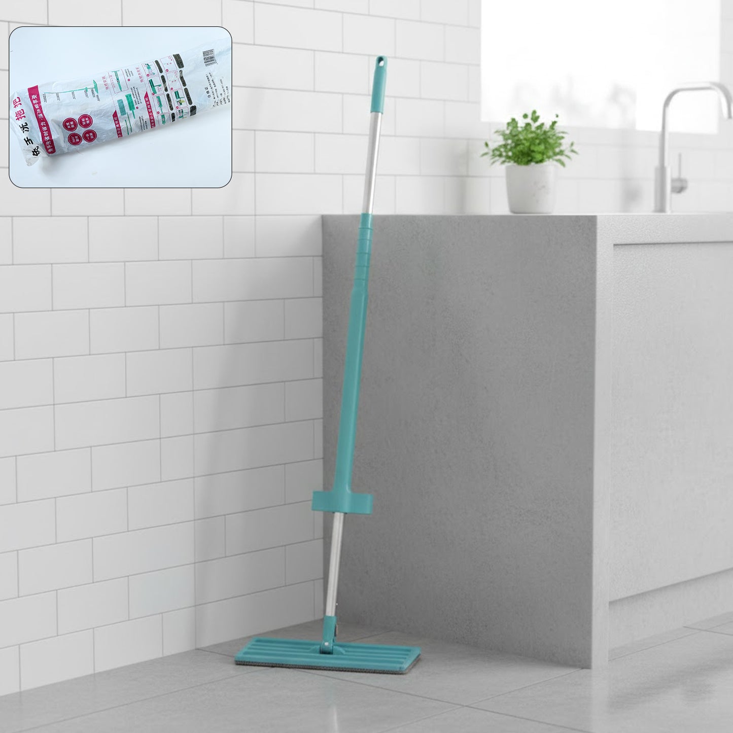 Flat Floor Cleaning Mop with Long Handle (1 Pc)