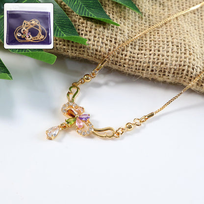 Stylish Multicolor Floral Pendant Necklace for Women