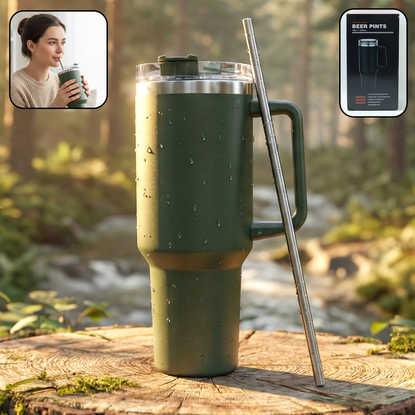 Extra Large Insulated Travel Mug, Tumbler (1200ML - 1 Pc / Mix Color)