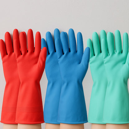 Long Cuff Multipurpose Rubber Cleaning Gloves (1 Pair, Mix Color)